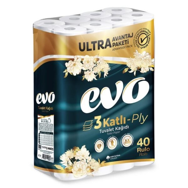 120x Luxury Evo Toilet Rolls – 3-Ply Soft Tissue, Eco-Friendly, Degradable & Recyclable Family Pack - Image 6