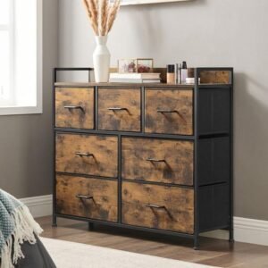 SONGMICS Chest of Drawers ?C 7-Drawer Fabric Storage Cabinet with Handles & Sturdy Metal Frame for Bedroom